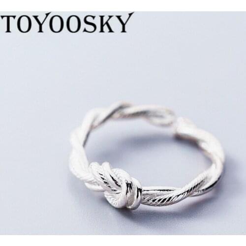 Punk Style 925 Sterling Silver Twist Finger Rings Adjustable Women Unique Knot Shape Fashion Jewelry Anniversary Gifts