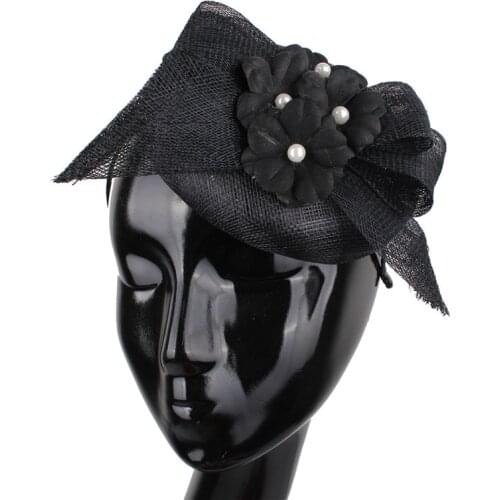 High Quality 4 Layer Sinamay Fashion Fascinators Millinery Floral Headwear Hair Clips Charming New Style Bow Headpiece Accessory