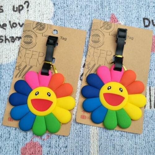 Colorful Sunflowers Luggage Tag Travel Accessories Silica Gel PVC Soft Suitcase ID Address Holder Baggage Boarding Tag