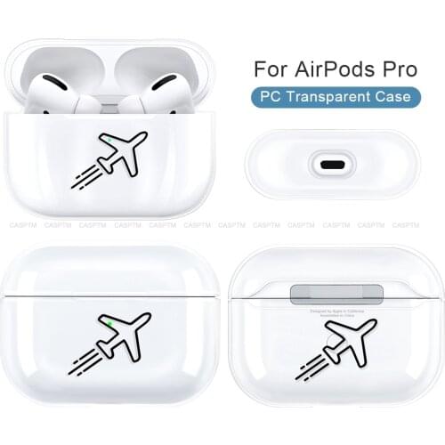 Funny Airplane Map Camera Hard PC Transparent Earphone Case For AirPods 3 Cartoon Earphone Protective Cover For Airpods Pro 2019