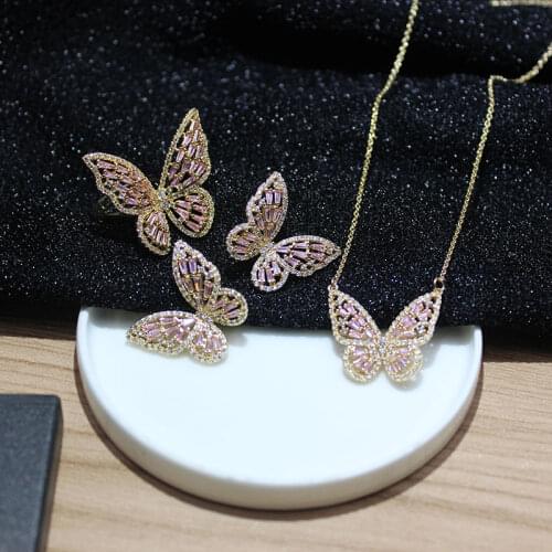 Shiny Side New Accessories Zirconia Butterfly Stud Earrings for Women Elegant Crystal Gift Earrings