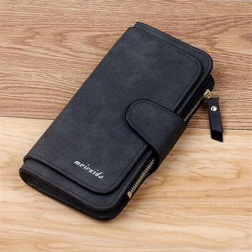 Women Long Matte Leather Wallet Female Multifunction Zipper Hasp Coin Purses Ladies Clutch Phone Pocket Card Holder Money Clip