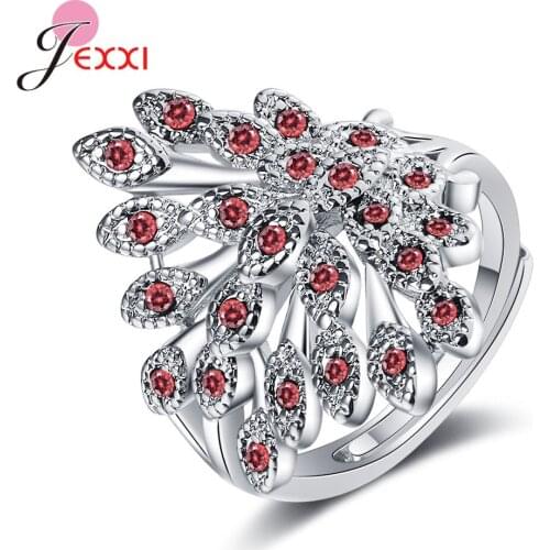 Top Sale 925 Sterling Silver Peacock Rings Adjustable Women Girls Lady Fashion Sparkling CZ Finger Rings Wholesale