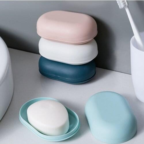 1 Portable Plastic Bathroom Shower Soap Bar Box Tray Dish Storage Holder Plate Home Travel Wholesale Soap Boxes Packaging Bulk