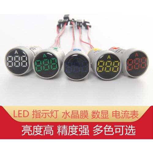 1PCS AD101-22AM Circular crystal film digital display AC ammeter signal lamp LED highlight aperture 22mm AD16-22AM