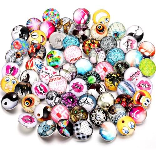 10pcs/lot Mixed 18mm Glass Snap Buttons Jewelry 20 Designs Ginger Print Glass Cabochon Fit 18mm Snap Bracelet Bangles Necklace