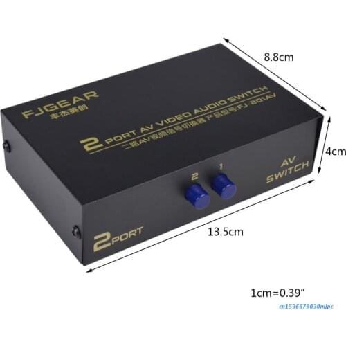 2 Port AV RCA Switch 2 in 1 out Composite Video L/R Switcher Selector Box for DVD Player SNES N64 PS2/3 Gam