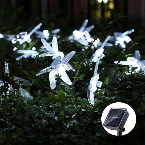 20 LED Dragonfly Solar Fairy Lights, Yohencin Outdoor Waterproof Decorative Lamp for Party Christmas Garden Cool White