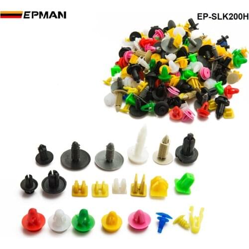 200pcs/LOT Universal Mixed Auto Fastener Car Bumper Clips Retainer Car Fastener Rivet Door Panel Fender Liner EP-SLK200H