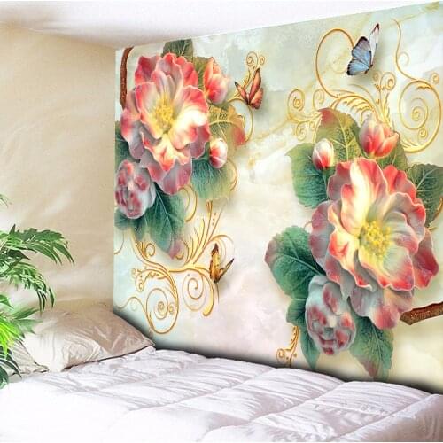3D Psychedelic Butterfly Tapestry Wall Hanging Bohemian Flowers Hippie Mandala Decorative Wall Tapestry Hanging Boho Wall Cloth