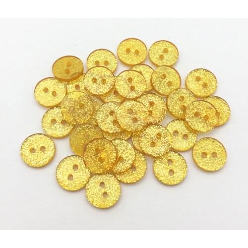 500pcs 13mm Gold Round Glitter Sparkly Buttons Resin 2 Holes Dress Button Sewing Accessories Crafts Embellishments Scrapbook