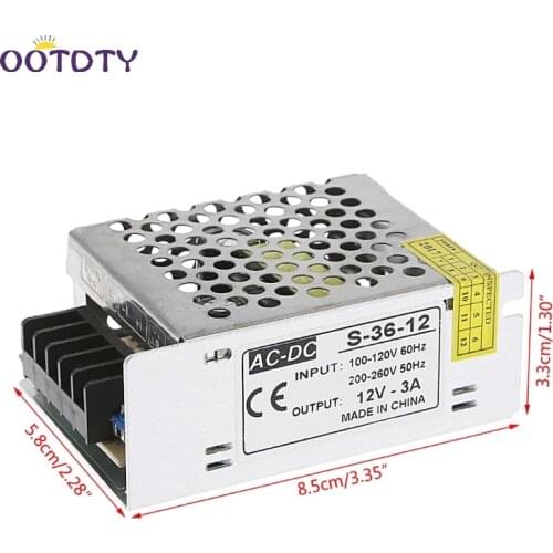 AC 100-260V To DC 12V 3A 36W Switch Power Supply Driver Adapter LED Strip Light