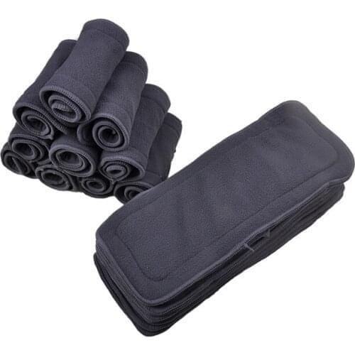 Free Shipping Charcoal Bamboo inserts with line 50 pcs 5 Layers(3+2) Reusable Baby Cloth Diaper pads Nappy Inserts