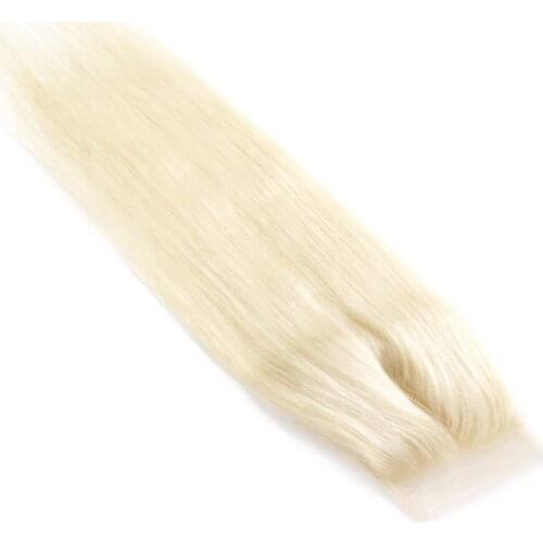 Brazilian Straight 613 Blonde Transparent Lace Closure Frontal 4x4 Remy Human Hair Middle Part Bleached Knot With Baby Hair