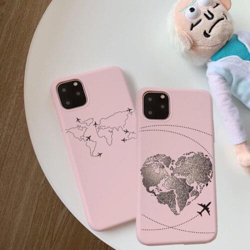 Fashion World Map Travel Just Go color pink TPU Case for iPhone 11Pro 12pro MAX XS Max XR X 7 8 6S Plus SE 2020 12mini Cover