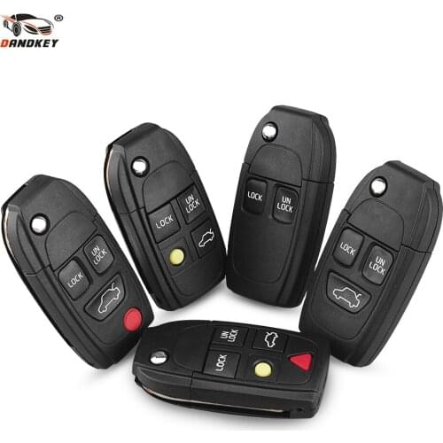 Dandkey For Volvo XC70 XC90 V40 V50 V70 S60 S80 Replacement Smart Remote Modified Flip Car Key Shell Blank Case 2/3/4/5 Buttons