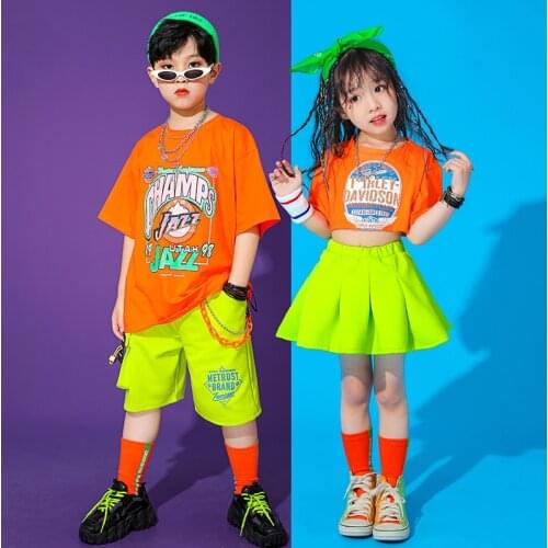 ChildrenS National Tide Hip-Hop Costume Boys Girls Jazz Street Dance Wear Hiphop Catwalk Stage Performance Rave Clothes DQS7526