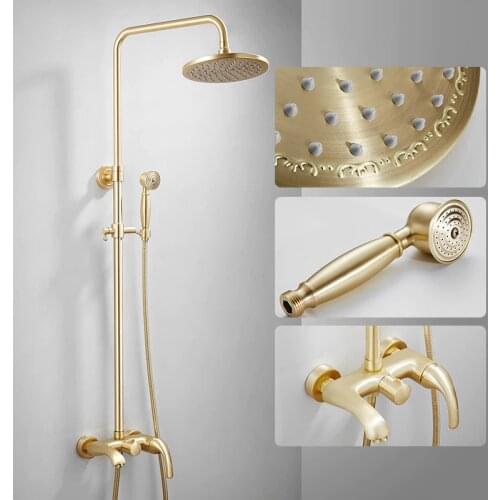 Rainfall Shower Sets Bath and Shower Faucet Mixer Tap With Tub Faucet Brass Brushed Gold Bath & Shower Faucet Set Bathtub Faucet