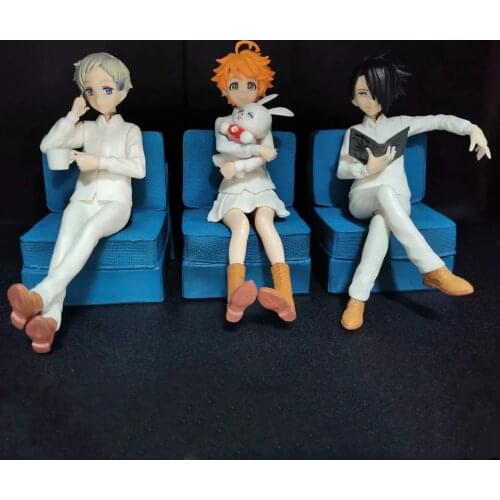 The Promised Neverland Anime Figures Emma Norman Ray PVC Toys Action Figurine Grace Field Collector Brinquedo Sitting Sofa Model