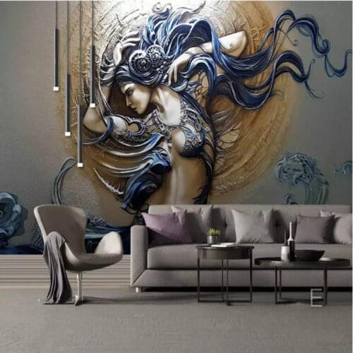 European 3D Stereoscopic Embossed Dynamic Beauty Photo Wallpaper Mural for Walls 3D Wall Papers Home Decor Papel De Parede 3D