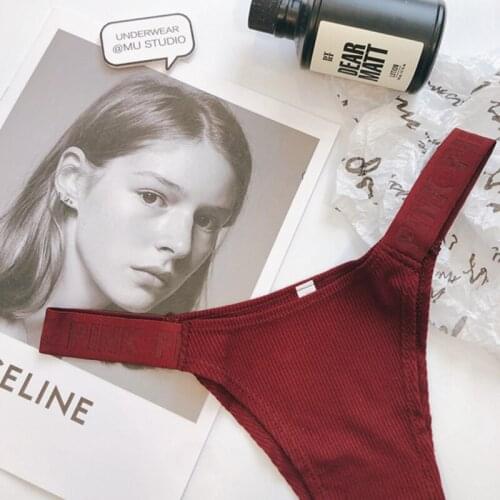 Letter Cotton Red Solid Girl Briefs Color High Waist Fashion Sports Style Sexy Womens Underwear Breathable Seamless Thong Tanga