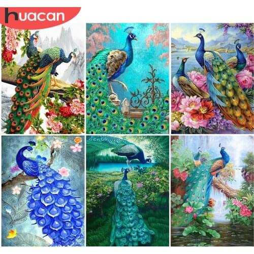 HUACAN 5D DIY Diamond Painting Peacock Craft Kit Diamond Embroidery Animal Diamond Mosaic Cross Stitch Handmade Gift