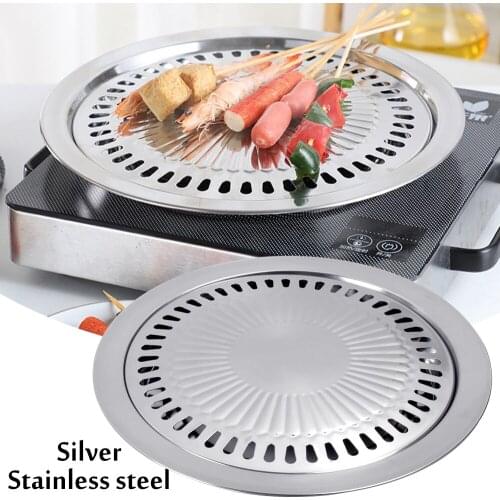Korean Stainless Steel Barbecue Tray Outdoor Cassette Oven Grill Pan Round Portable Smokeless BBQ Tool for Outdoor Camping bbq