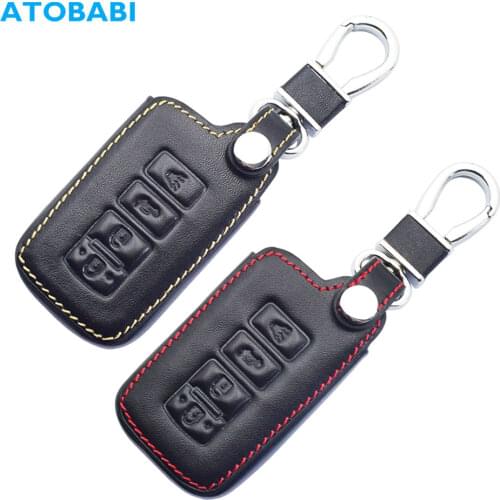 Leather Car Key Case For Toyota Highlander RAV4 Camry Avalon Corolla 4 Buttons Remote Fob Cover Holder Protector Keychain Bag