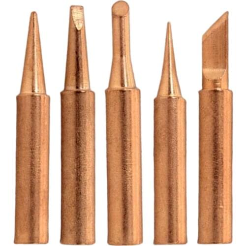 5pcs Brass Diamagnetic Solder Iron Tips Soldering Welding Replaces Tool Set