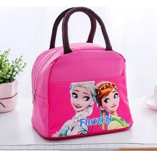 Disney girls cartoon frozen elsa anna cute lunch box bag boys Stitch cars handbag Outdoor ice warm bag