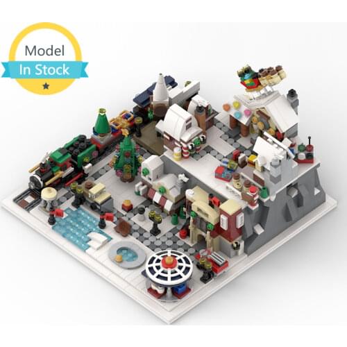 MOC Winter Country Architecture Children Happy Paradise Christmas Amusement Building Block Wonderland House Bricks Toy Gift