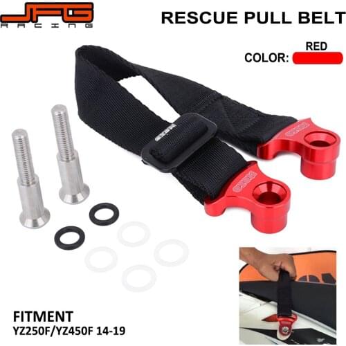 Motorcycle Red 470MM + 325MM Front + Rear Rescue Strap Pull Belt For YAMAHA YZ250F YZ450F YZF250 YZF450 2014-2019 Dirt Bike