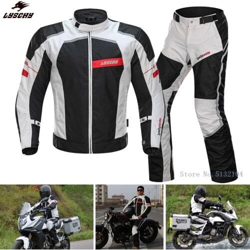 LYSCHY 4 Seasons Detechable Motorcycle Riding Jacket Pants Waterproof Motorcycle Full Body Protective Gear Armor Moto Pants Suit