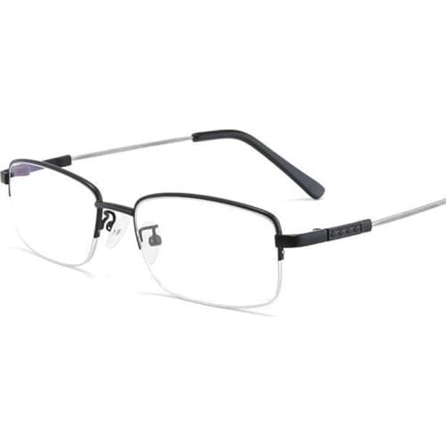 Men Multifocal Anti Blue Light Presbyopic Glasses Titanium Half Frame Metal Alloy Women Progressive Reading Glasses