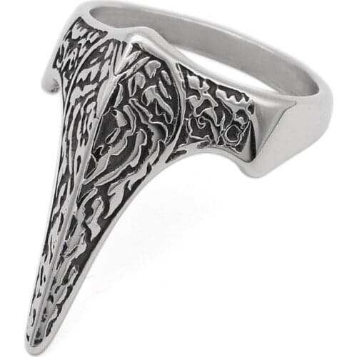 Men 316L stainless steel norse Viking amulet wiccan raven pagan ring with gift bag