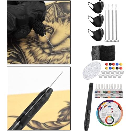 Hand Poke Stick Tattoo Kit Bandage Needles Ink Cups Tattoo Grommets DIY Tattoo Supplies for Beginners Artists