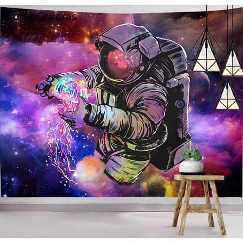 Starry Sky Astronaut Tapestry Bohemian Mandala Wall Mural Hanging Cloth Art Decor Bedroom Bedside Background Wall Decoration