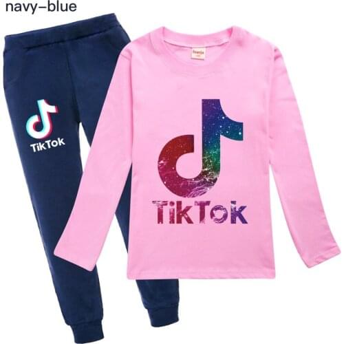 TIK TOK New boys and girls childrens fashion t-shirt suit childrens clothing christmas outfit