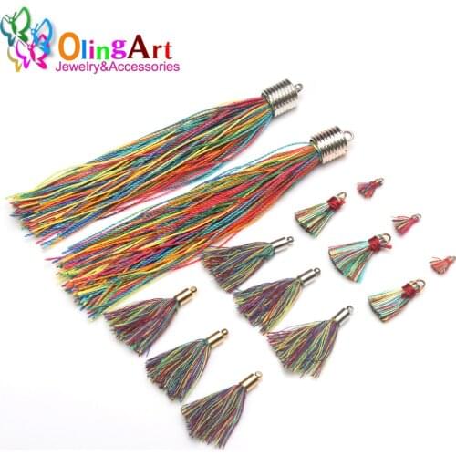 Olingart Colorful Silky tassel Charms /cotton tassels/mini tassel/jewelry making DIY Pendant Drop earrings Necklace Bracelet