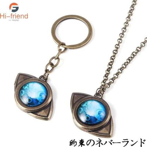 The Promised Neverland Necklace Anime Cosplay Emma Amulet Eye Pendant Metal Necklace for Women Men Gift Car Accessories