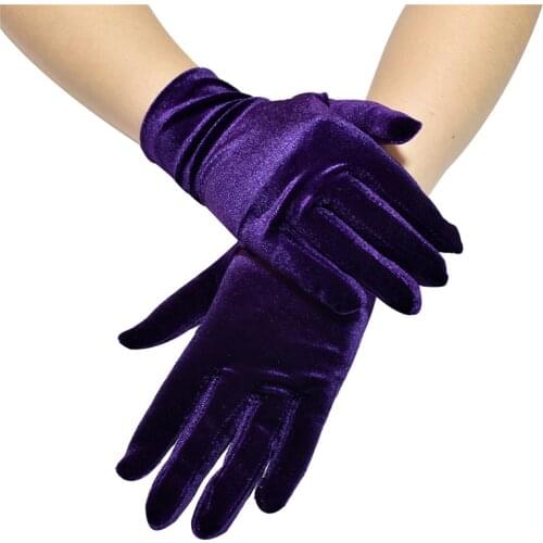 Luxury Gold Velvet Short Gloves For Women Soft Thermal Elegant Mittens Spring Autumn Elastic Retro Etiquette Cycling Gloves