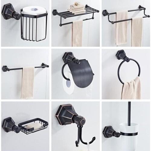 Luxury solid brass ORB finish America style Bathroom Accessories Set,Robe hook,Paper Holder,Towel Bar,Soap basket