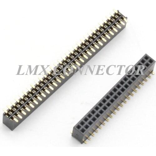 20PCS 1.27mm Female Pin Header Connector 2x3P/4P/5P/6P/7P/8P/10P/12P/13/15/20/25/30/40/50P Double Row SMD SMT Copper Gold Plated