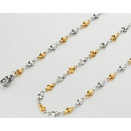 Sweet Heart Chain Necklaces Gold Silver Color Stainless Steel Choker Chain Charms Weeding Jewelry for Women Girls FN37
