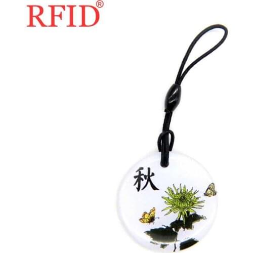 UID S50 1K 13.56Mhz Changeable RFID Tag Rewritable IC Card Autumn Pattern Dropping Glue Writable Keychain Access Control Card 1