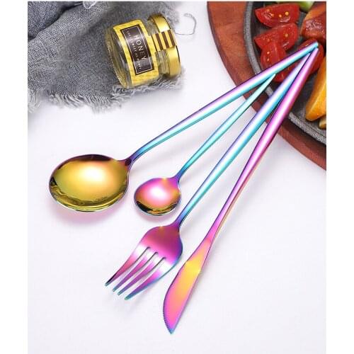 1SET Black Gold Cutlery Set 18/10 Stainless Steel Dinnerware Silverware Flatware Set Dinner Knife Fork Spoon Dropshipping XB 041