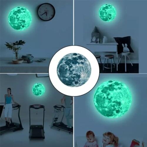 Luminous Moon 3D Wall Sticker for Kids Room Living Room Bedroom Home Decoration Glow In The Dark Bedroom Ceiling Wall Decals