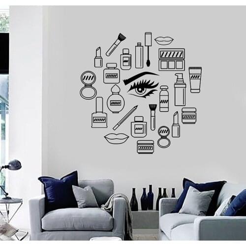 Woman Girl Beauty Shop Wall Stickers For Wall Decals Makeup Cosmetics Wall Sticker Home Docoration Wall Decor H085
