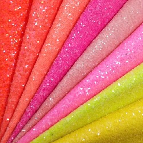 1PC 21X29CM Synthetic Letaher, Cuero Sintetico FLUO CHUNKY GLITTER LEATHER For Making Bows Accessories T100