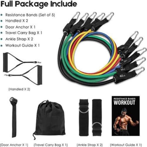 150-pound elastic rope fitness rally home door sports fitness suit 11-piece multi-function tension belt